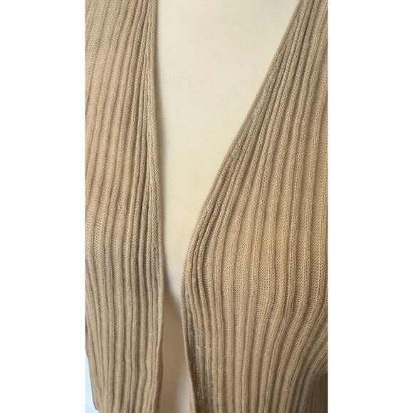 EILEEN FISHER Organic Linen Lightweight Ribbed Textured Open Cardigan Size Large - Picture 2 of 7
